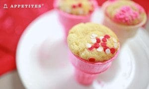 Easy Valentine cupcakes with sprinkles on a white plate - perfect for preschoolers!