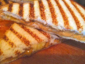 A delicious grilled sandwich topped with peanut butter - perfect for kids and easy to make.