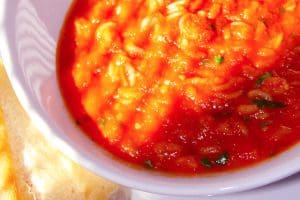 a bowl of Tomato and rice soup