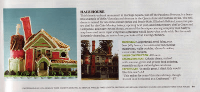 A picture of a gingerbread house in a magazine.