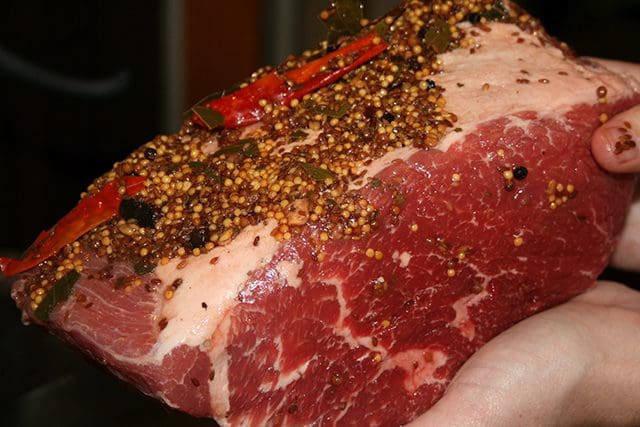 Marinated tender and juicy beef piece