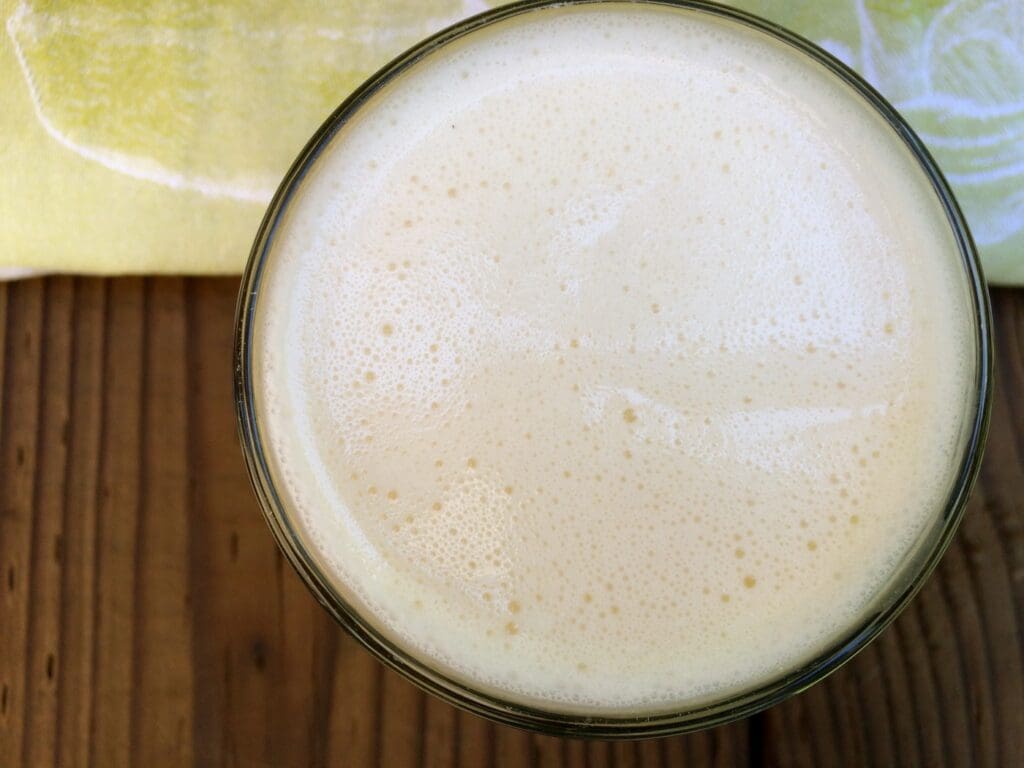 A glass of milk.