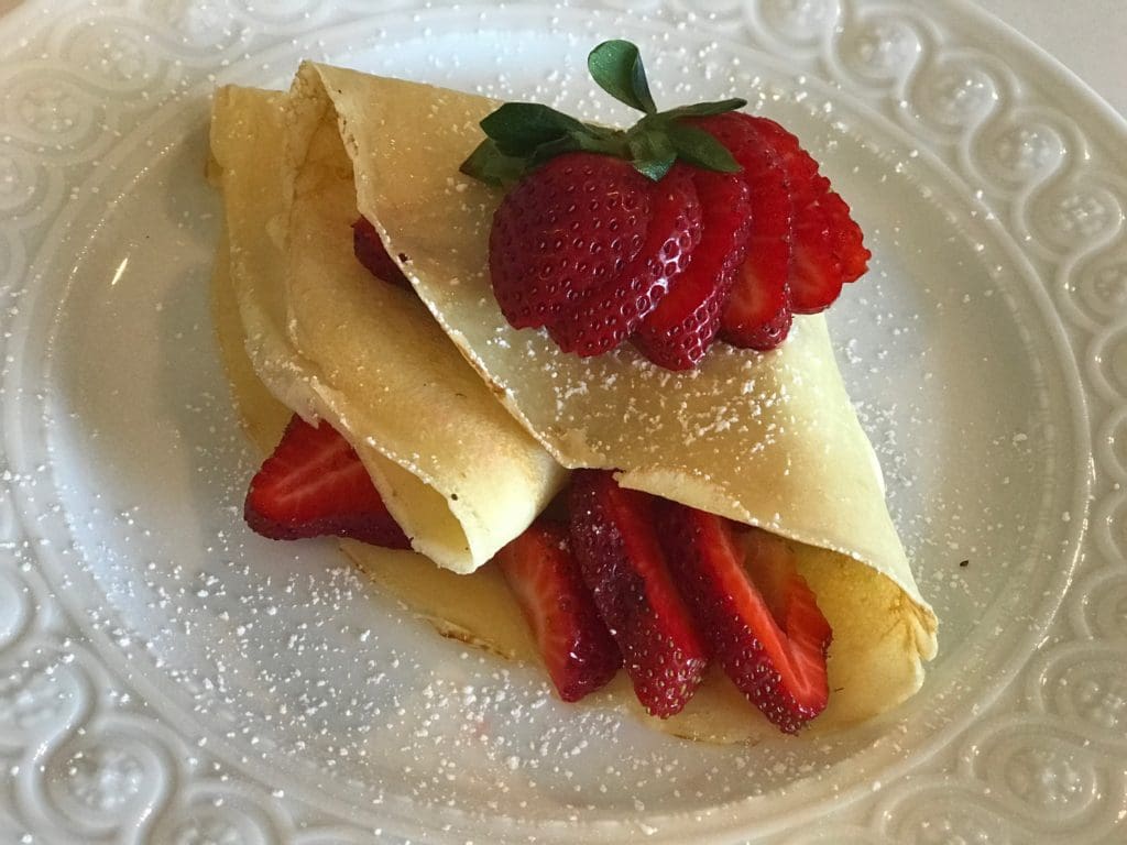 a crepe with strawberries