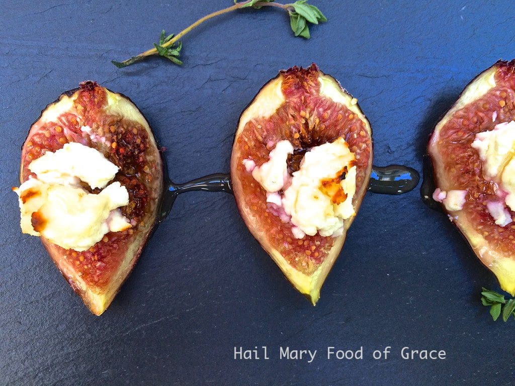 Figs with goat cheese and thyme.