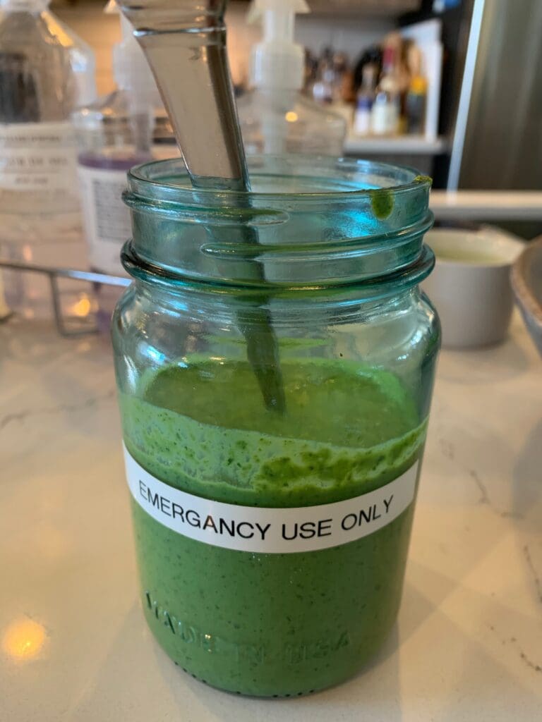 a jar of Green Goddess Salad Dressing