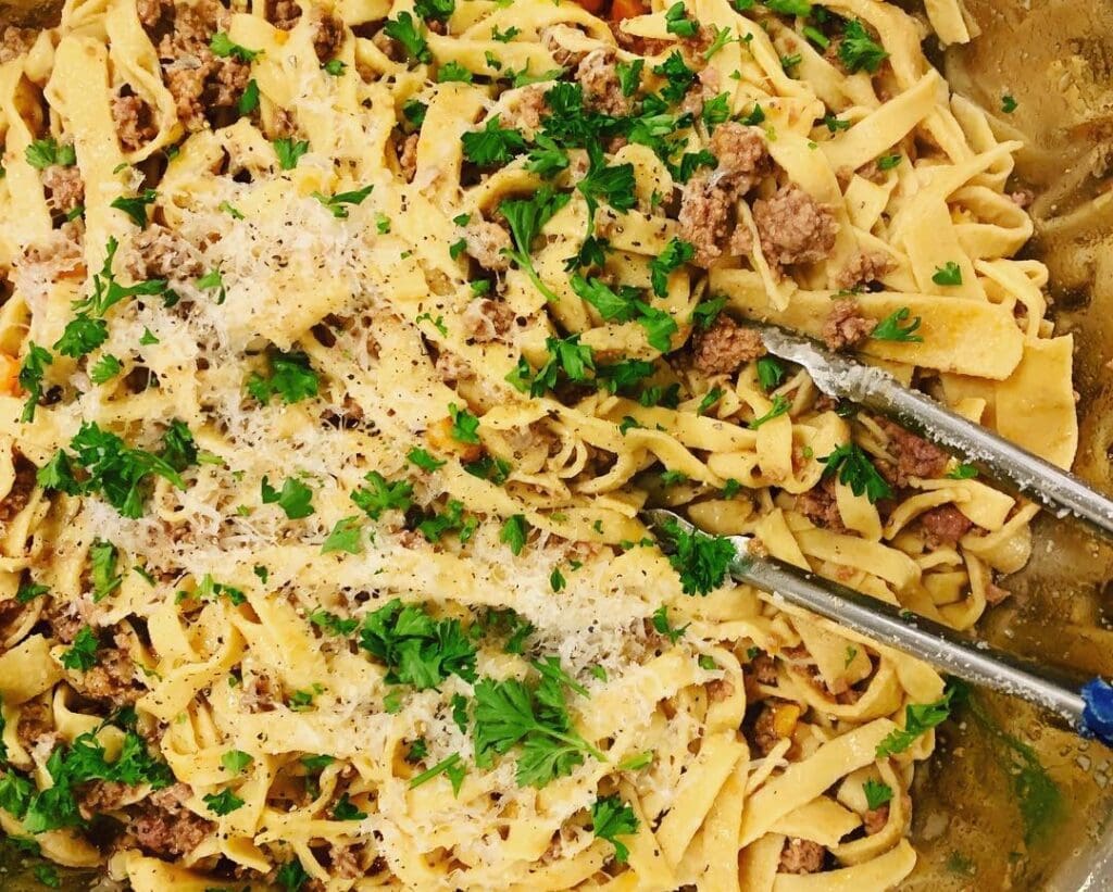 An Italian dish called Bolognese with corriander