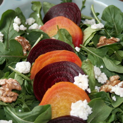 a bowl of Beet and Goat Cheese Salad