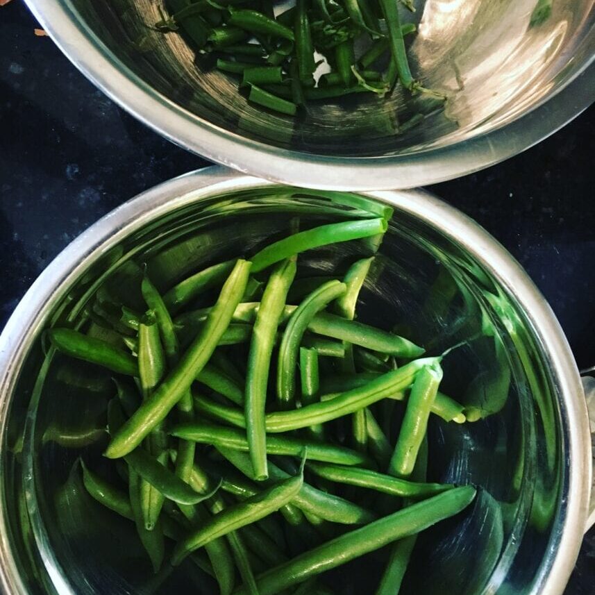 Two bowls of Oklahoma green beans.