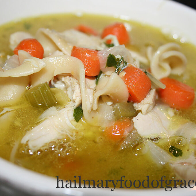 a bowl of Chicken noodle soup