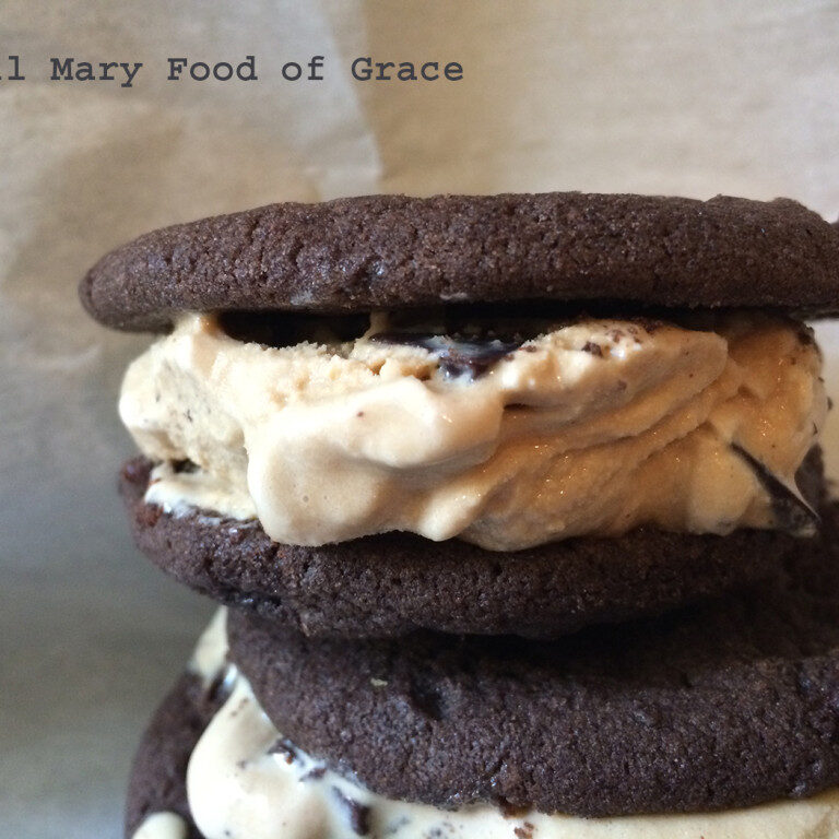 Chocolate and coffee ice cream sandwich
